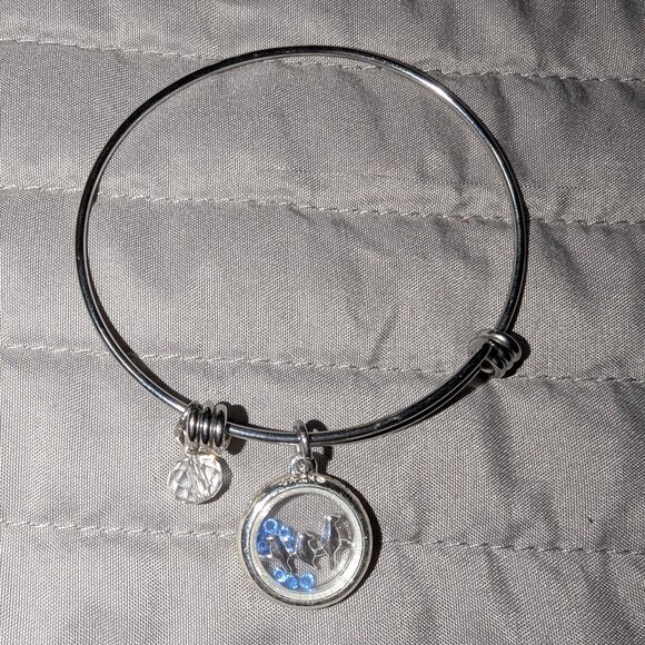 $1 with Bundle ~ Floating Locket Charm Bangle Bracelet 4728 - Picture 1 of 4